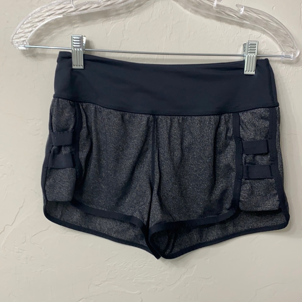 Lululemon black and grey lined shorts.
